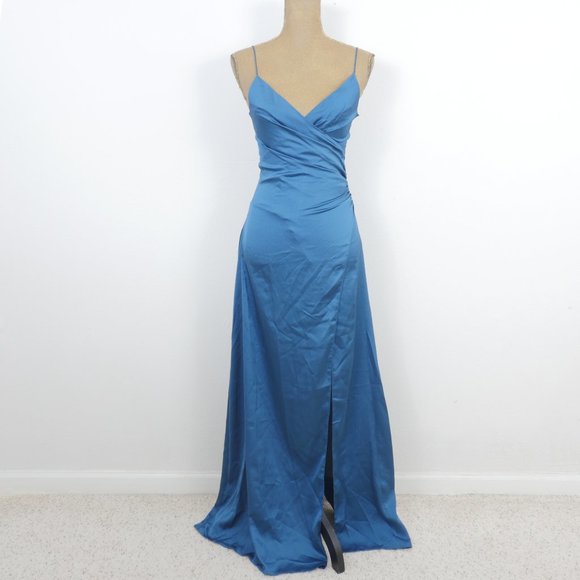Nasty Gal Navy Blue "When The Moon is Out" Maxi Strappy Size 6 Gown Dress - Picture 1 of 15